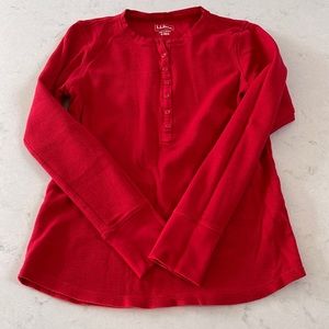 Llbean waffle knit Henley in red
